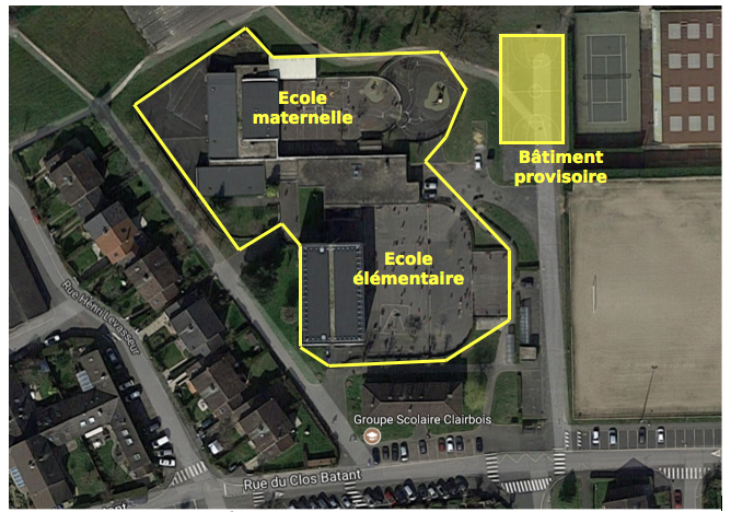 Vue aérienne du groupe scolaire Clairbois - Source : Google Maps