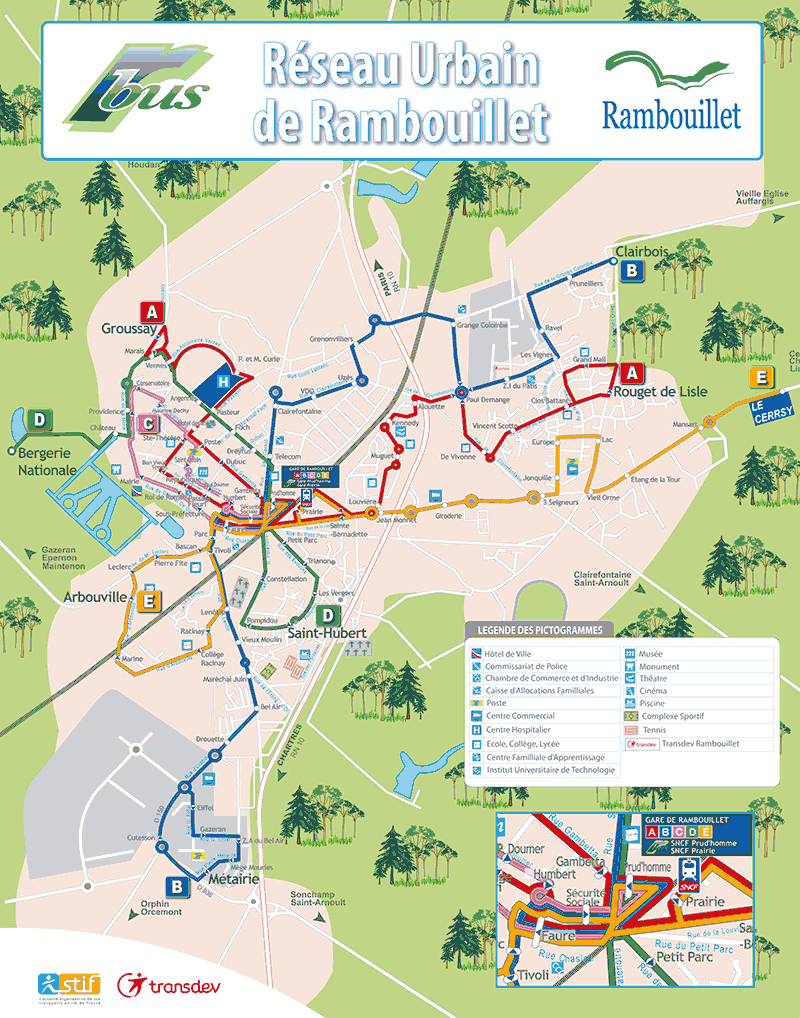Plan des lignes de bus de Rambouillet